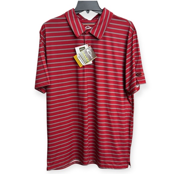 Drake Other - Drake Red Polo Shirt with Horizontal Stripes